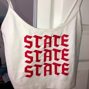 “STATE” White Cropped Cami